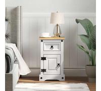 Bedside Table White Solid Pine 35x32.5x58cm 1-Drawer Durable Indoor for Bedroom