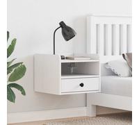 Bedside Table White Solid Pine 38 x 36 x 29.5 cm 2-Drawer Shelf Wall-Mount Small