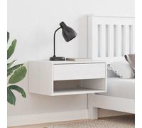 Bedside Table White Solid Pine 50 x 32.5 x 24 cm Drawer Shelf Wall-mounted Slim