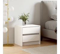 Bedside Table White Solid Pine Wood 40x31x35.5cm 2 Drawers 2 Pull-Out Shelves