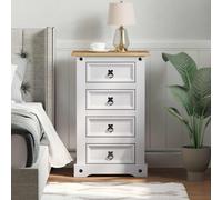 vidaXL Bedside Table with Drawer White 53 x 39 x 84 cm Solid Pine Wood