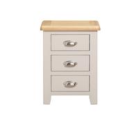 Bedside Table Windermere 3 Drawers Oak Top Grey/Natural
