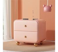 Bedside Table with Ball-Shaped Legs, Lovely Solid Wood End Table, Exquisite Nightstand, Suitable for Bedroom, Living Room (Pink 15.7 in)