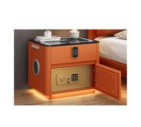 Bedside Table with Charging Station, USB and Type-C Ports, LED Light, Hidden Safe, Combination Lock Drawer, and Speaker for Modern Bedrooms