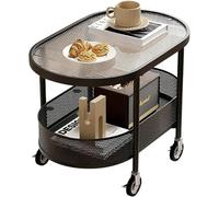 Bedside Table with Double Storage Shelf, Tempered Glass Top, Iron Bracket, Removable Design for Living Room or Bedroom, 60 x 40 x 50 CM, Modern Side Table