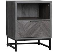 HOMCOM Bedside Table, Sofa Side Table W/ Drawer & Shelf Living Room, Bedroom in Grey HOMCOM Grey