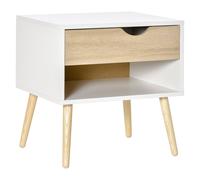HOMCOM Bedside Table with Drawer & Shelf, Nightstand, End Table for Bedroom