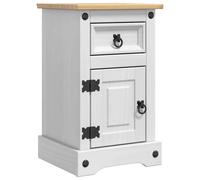 vidaXL Bedside Table White 35 x 32.5 x 58 cm Solid Pine Wood