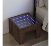 Bedside Table with Infinity LED Brown Oak 40x40x30 cm Berkfield Home Brown One Size