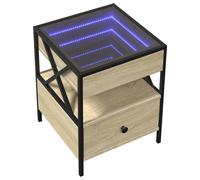 Bedside Table with Infinity LED Nightstand Bed Table Bedside Cabinet vidaXL
