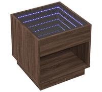 (smoked oak, 50 x 50 x 50 cm) vidaXL Bedside Table with Infinity LED Nightstand Bed Side Table Smoked Oak