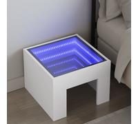 Bedside Table with Infinity LED White 40x40x30 cm Berkfield Home White One Size