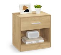 Bedside Table with Open Compartment and Drawer, Straw Yellow