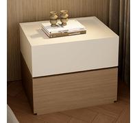 Bedside Table with Two Storage Drawers, Stable Floor-standing Design - Nightstand with Borderless Door Handle, No Assembly Required