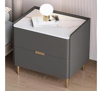 Bedside Table with White Stone Top, Modern Nightstand with Drawer Storage, Solid Wood Bedside Cabinet for Small Bedrooms, Stylish and Functional Furniture