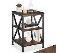 Bedside table wood metal coffee table shelves shelf table industrial light dark