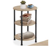 Bedside table wood metal round coffee table three levels industrial light dark