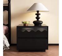 bedside tables,2 Drawers,Solid Wood with Tempered Glass,Decorative Storage for Living Room,Bedroom