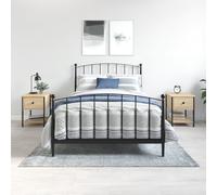 Bedside Tables 2pc Sonoma Oak Engineered Wood with Iron Frame 34x35.5x45cm Pair