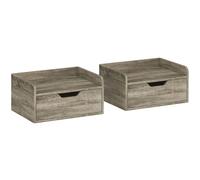 Homcom Floating Nightstands Set Of 2, Nightstand With Drawer, Grey