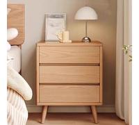 bedside tables Retro Rustic Style Wooden Storage Bedroom Side with 3 Drawers for Spaces Decorative Furniture(Wood Color
