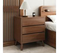 bedside tables Retro Rustic Style Wooden Storage Bedroom Side with 3 Drawers for Spaces Decorative Furniture(Color:Walnut,Size:40cm