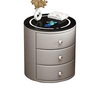 bedside tables Smart for Bedroom with Drawers Wireless Charging and 3 Color Light,Leather Cabinet(45x50cm,Pure White)(g