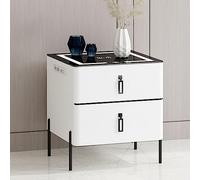bedside tables Smart with Wireless Charging Station,Glossy 2 Drawers and USB Charging,AdjS Lights