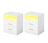 Bedside tables with charging station and LED lighting