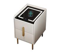 bedside tables with Drawers,Smart with Wireless Charging Station and 3 Color LED Lights(Color:Bianco,Size:40cm)