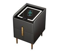 bedside tables with Drawers,Smart with Wireless Charging Station and 3 Color LED Lights(Color:Dark Grey,Size:35cm)