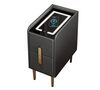 bedside tables with Drawers,Smart with Wireless Charging Station and 3 Color LED Lights(Color:Dark Grey,Size:25cm)