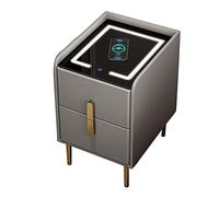bedside tables with Drawers,Smart with Wireless Charging Station and 3 Color LED Lights(Color:Light Grey,Size:40cm)