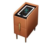 bedside tables with Drawers,Smart with Wireless Charging Station and 3 Color LED Lights(Color:Orange,Size:30cm)