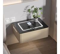 bedside tables with Drawers,White Wall with Charging Station and Slim Lamp for Smart Storage in the Bedroom