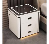 bedside tables with Wireless Charging Station and 3 Color LED Lights,Smart with USB Port,3 Drawer for Bedroom(White,Size: 50cm/19