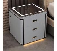 bedside tables with Wireless Charging Station and 3 Color LED Lights,Smart with USB Port,3 Drawer for Bedroom(Light Grey,Size: 4