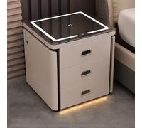 bedside tables with Wireless Charging Station and 3 Color LED Lights,Smart with USB Port,3 Drawer for Bedroom(Light Brown