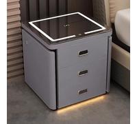 bedside tables with Wireless Charging Station and 3 Color LED Lights,Smart with USB Port,3 Drawer for Bedroom(Grey,Size: 30cm/11