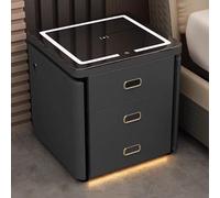 bedside tables with Wireless Charging Station and 3 Color LED Lights,Smart with USB Port,3 Drawer for Bedroom(Dark Grey,Size:40cm