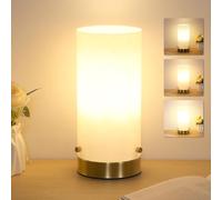 Bedside Touch Control Table Lamp for Bedroom 3 Way Dimmable Nightstand Lamp with Round Glass Shade for Living Room Kids Room Dorm Home Office(LED Bulb Included).