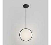 Bedside Ultra-Thin Metal Annulus Hanging with Black Finish, Modern Led Chandelier - 10W, Dining Room Decorative Suspension Lamps, Minimalist Design Drop Lights/Neutral Light lamp