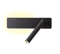 Bedside Wall Lamp with Spotlight Adjustable Bedroom LED Reading Lights Rotatable with 2 Switches Wall Washer Light Warm White 3000K Metal Wall Lighting for Bed Hotels Living Room Stairs,Black needed