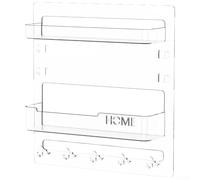 Bedside Wall Shelf Organizer, 9.1" D x 2" W x 9.5" H, Clear Plastic Floating Shelf, No-Drill Mount, Sturdy 10-lb Capacity, for Dorms, RVs & Small Bedrooms(Transparent)