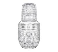 Bedside Water Carafe Glass Set - 5.75 Inch Jug, Elegant Drinkware Decanter, Wine Service Container, Suite At The Bed, Morning Medicine Routine, Party Drink Service, Hotel Room Hospitality