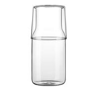 Bedside Water Carafe Set with Tumbler Glass Set for Bedroom Nightstand, Glass Mouthwash Bottle for Bathroom,Household Glass Juice Water Pitcher,Cold Water Bottle with Cup Set,17.5 oz/500ml (Clear)