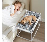 Bedside Window Pet Cat Bed - Dog Bed with Guardrail Extension Attached to Human Bed Height Elevated Dogs Cats Window Perch Bedside Dog Cot Sleeper Hammock Furniture Pet Beds (34'' x 20'' x 24'')