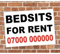 Bedsits For Rent Advertising Sign Self Adhesive Gloss Sticker A3 size 420mm x 297mm