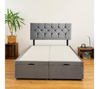 Bedsland Teal Plush Divan Bed 20" Chesterfield Headboard, 10" Mattress, 2 Drawers in Grey | Size: Small Double Bedsland Grey Small Double