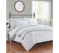 Bedspread Set Embroidered Luxury Throwover With Pillowshams White Arielle